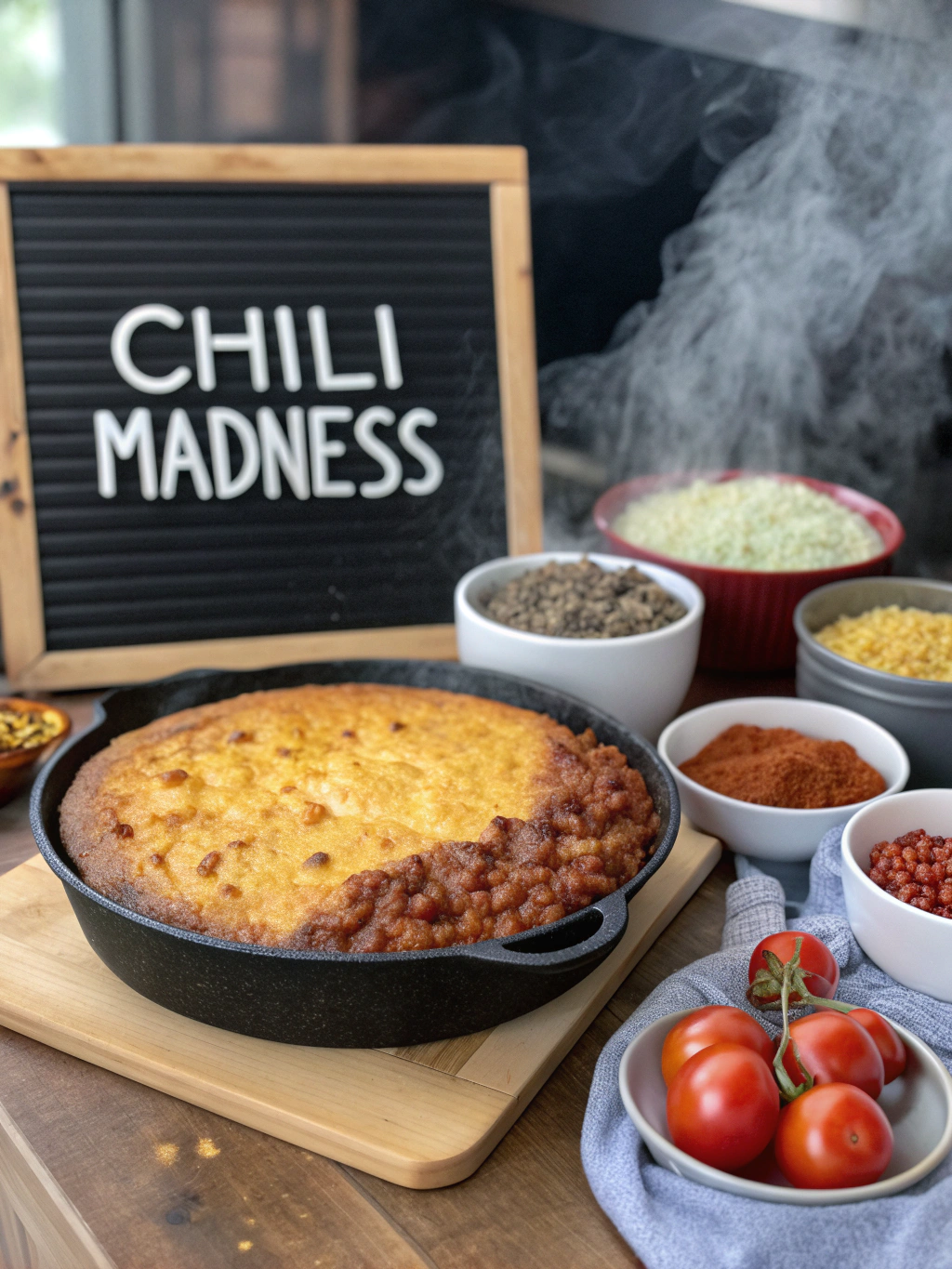 Cornbread Topped Chilli Pie Chile Madness Recipe Ingredients