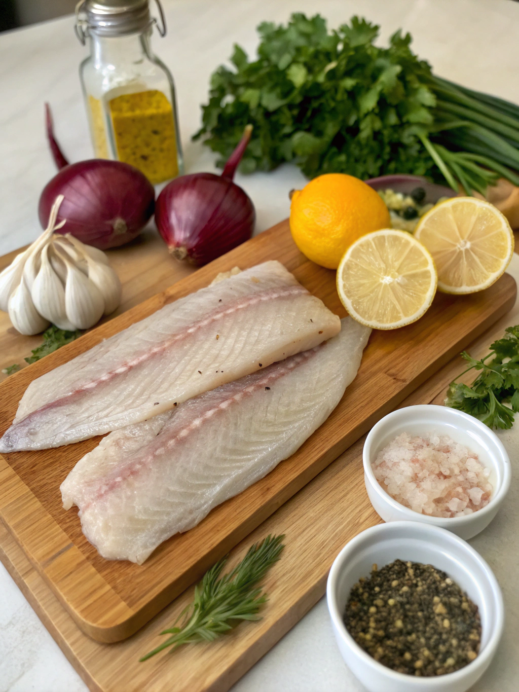 Fresh ingredients for walleye recipes